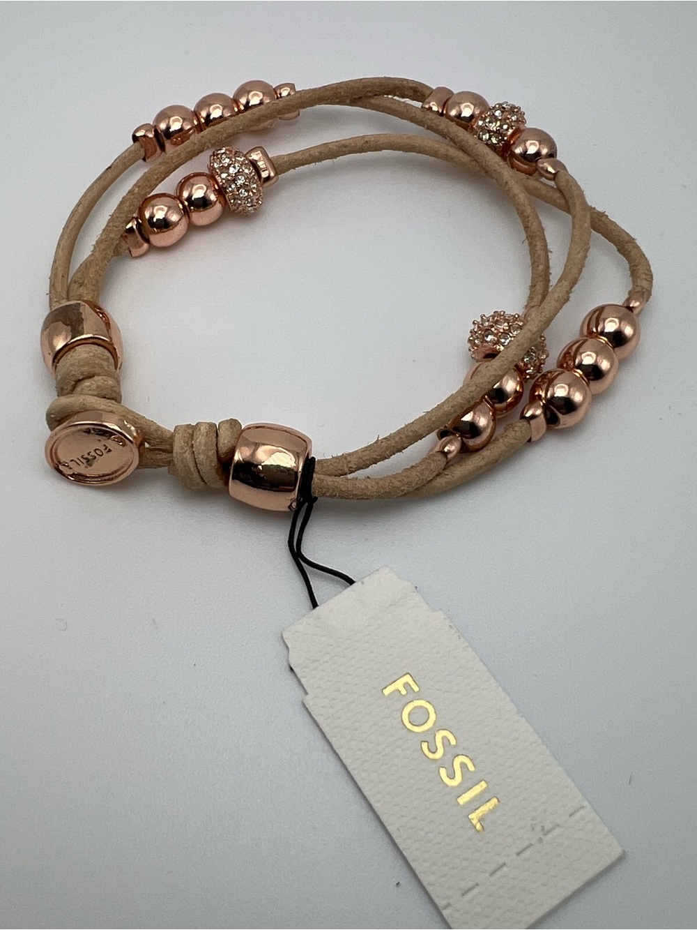 Fossil  Stainless Steel and Genuine Leather Bracelet NWT
